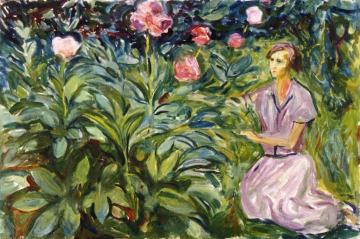 Woman With Peonies Artwork by Edvard Munch