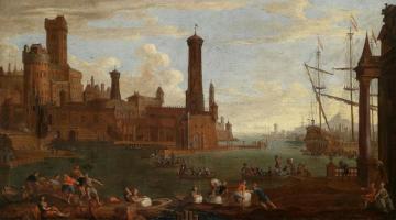 Southern Seaport With Numerous Figures Artwork by Peter van den Velde