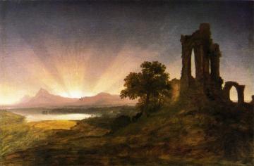 Gothic Ruins At Sunset Artwork by Thomas Cole