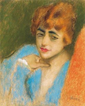 Girl Dressed up in Blue Artwork by József Rippl-Rónai