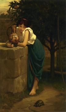 Etruscan Girl With Turtle Artwork by Elihu Vedder