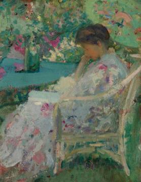 Reading In The Garden Artwork by Richard Edward Miller