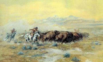 The Buffalo Hunt Artwork by Charles Marion Russell