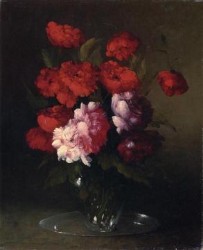 Peonies And Poppies In A Glass Vase Artwork by Theodule Ribot