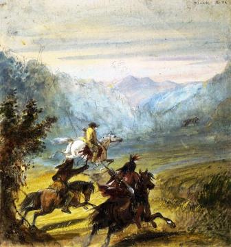 Chase of the Grizzly Bear, Black Hills Artwork by Alfred Jacob Miller