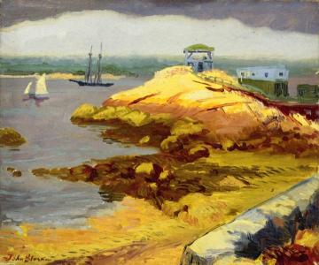 Foggy Bank, Rocky Neck Artwork by John Sloan