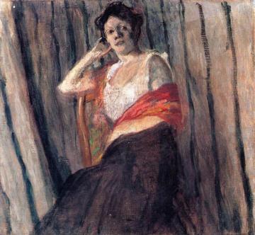 Young Woman with a Red Scarf Artwork by Raoul Dufy