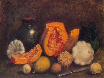 Still life with green jug and pumpkin Artwork by Ilya Mashkov