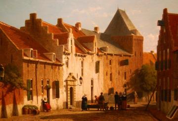Gezicht Op De Muurhuizen Bij De Dieventoren Te Amersfoort Artwork by Johan Hendrik Weissenbruch