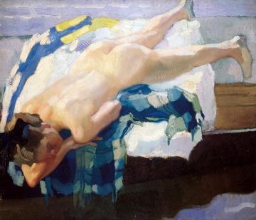 Nude Woman On A Boat Artwork by Leo Putz