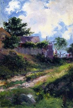 Landscape with House and Fence Artwork by Mathias J. Alten