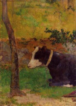 Kneeling Cow Artwork by Paul Gauguin