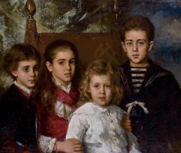 Portrait Of The Children Of Paul Demidoff Artwork by Alexei Harlamoff