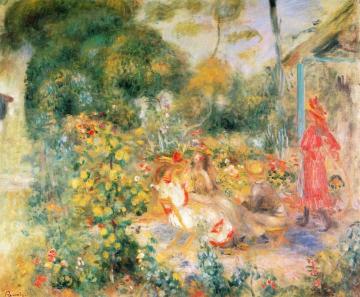 LIttle Girls in a Garden in Montmartre Artwork by Pierre Auguste Renoir