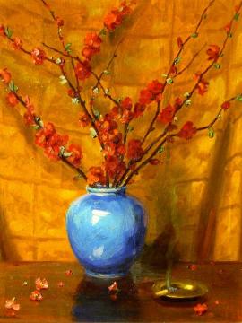 Blue Vase and Blossoms Artwork by Jean Mannheim