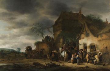 Travellers Halted at a Country Inn Artwork by Adriaen van Ostade