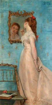 Girl Looking in the Mirror Artwork by Alfred Stevens