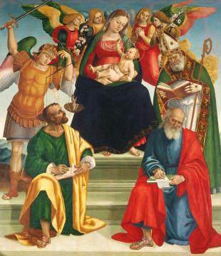 Madonna and Child with Saints and Angels Artwork by Luca Signorelli