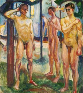 Naked Men In Landscape Artwork by Edvard Munch