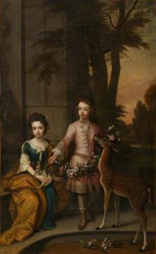 Lionel Sackville, 1st Duke of Dorset, and His Sister Mary Sackville, as Children Artwork by Sir Godfrey Kneller
