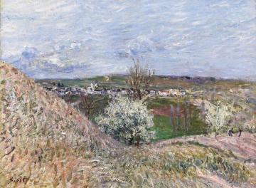 Hauteurs du Saint Mammes au Printemps Artwork by Alfred Sisley