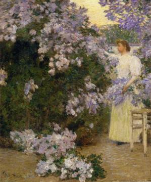 Mrs. Hassam in the Garden Artwork by Frederick Childe Hassam