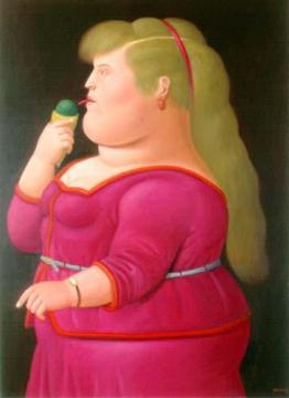 Nina Eating Icecream Artwork by Fernando Botero