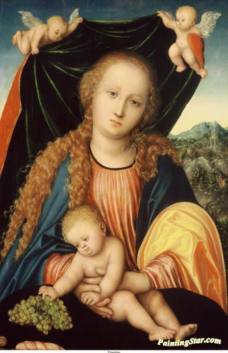 Virgin and child with grapes Artwork by Lucas Cranach the Elder