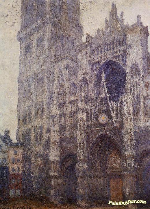 Rouen cathedral, the Portal and the Tour d'Albene, Grey Weather Artwork by Claude Oscar Monet