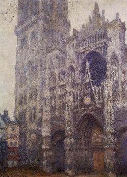 Rouen cathedral, the Portal and the Tour d'Albene, Grey Weather Artwork by Claude Oscar Monet