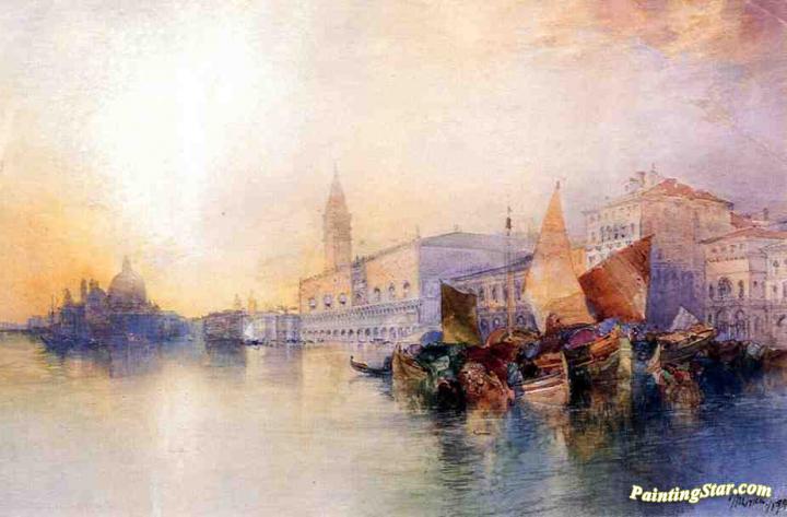 Santa Maria and The Ducal Palace, Venice Artwork by Thomas Moran