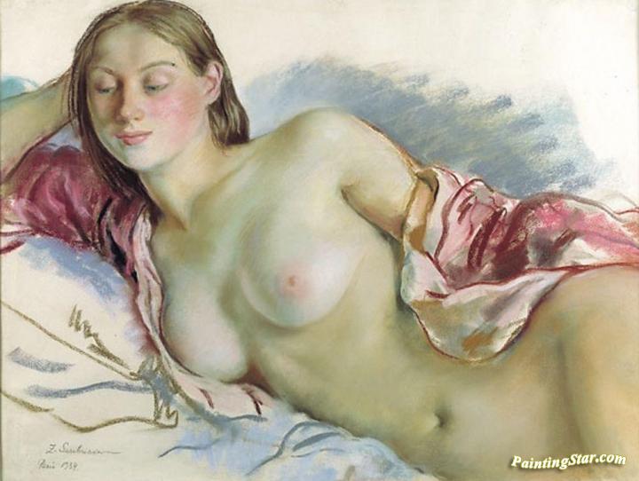 Reclining Nude Artwork by Zinaida Serebriakova