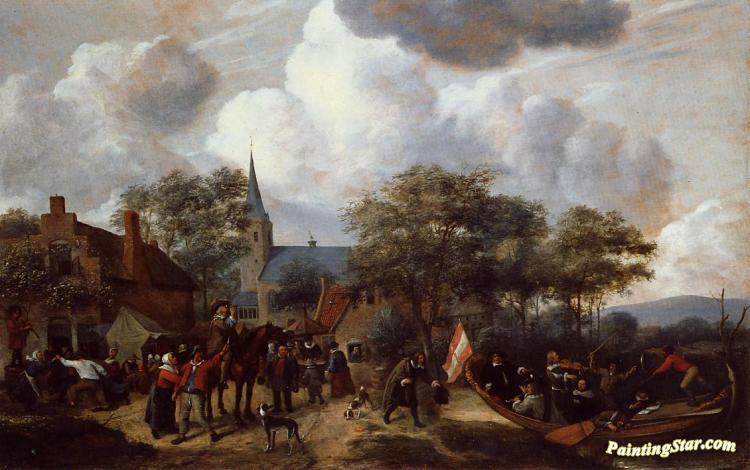 Village Festival with the Ship of Saint Rijn Uijt Artwork by Jan Steen