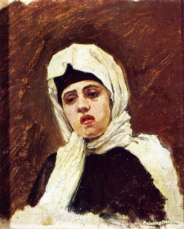A Black Bearded Strelets' Wife (study) Artwork by Vasili Ivanovich Surikov