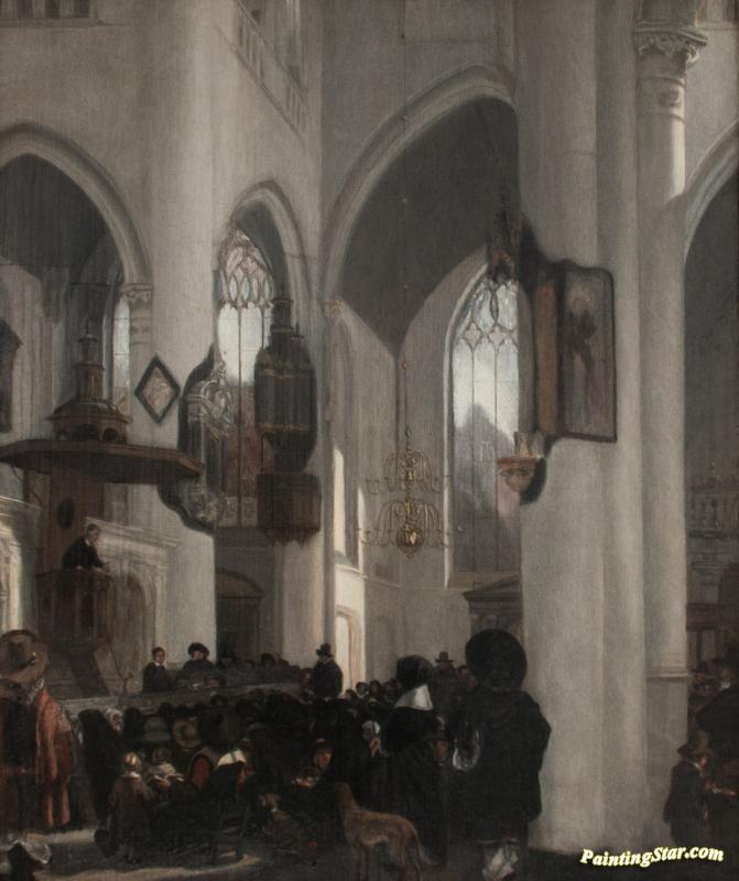 Interior Of A Gothic Church Artwork by Emanuel de Witte