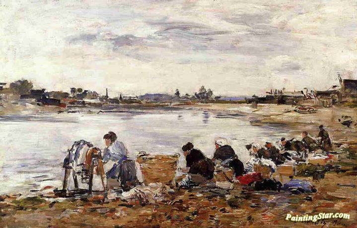 Laundresses on the Banks of the Touques Artwork by Eugène-Louis Boudin