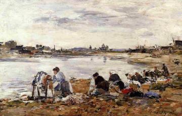 Laundresses on the Banks of the Touques Artwork by Eugène-Louis Boudin