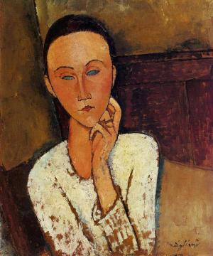 Lunia Czechowska, Left Hand on Her Cheek Artwork by Amedeo Modigliani