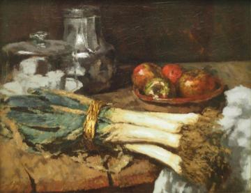 Still Life with Leek Artwork by Carl Eduard Schuch