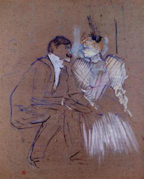 Lucien Guitry And Granne Granier Artwork by Henri de Toulouse-Lautrec