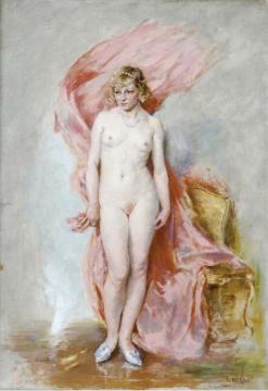 Nude in an Interior Artwork by Guillaume Seignac