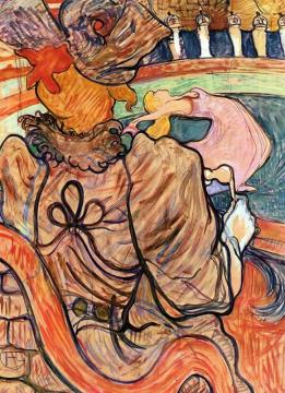 At The Nouveau Cirque: The Dancer And Five Stuffed Shirts Artwork by Henri de Toulouse-Lautrec