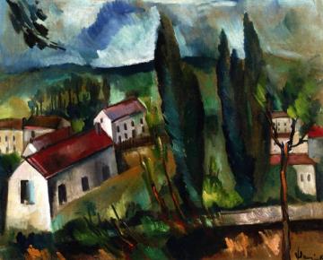 Farm And Poplars Artwork by Maurice De Vlaminck