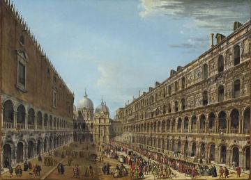 The Departure Of The Nuncio Stoppani From The Doge's Palace After His Audience Artwork by Antonio Joli