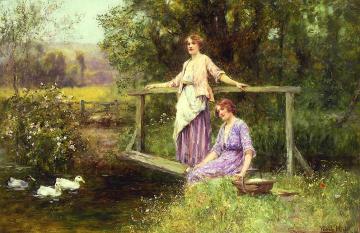 Feeding the Ducks Artwork by Henry John Yeend King