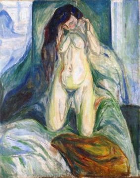 Kneeling Nude Artwork by Edvard Munch