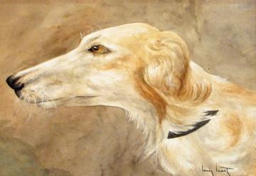 A Portrait Of A Borzoi Artwork by Louis Icart