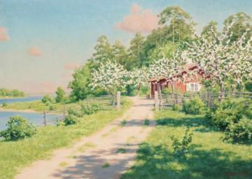 Summer Landscape With House Artwork by Johan Krouthén