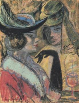 Parisian Cafe Artwork by Boris Grigoriev