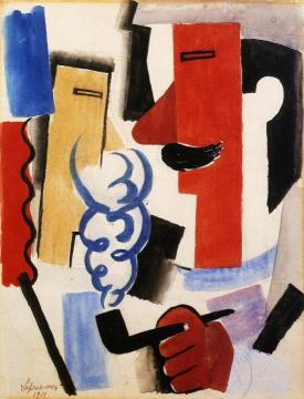 Soldier Smoking Artwork by Roger de la Fresnaye